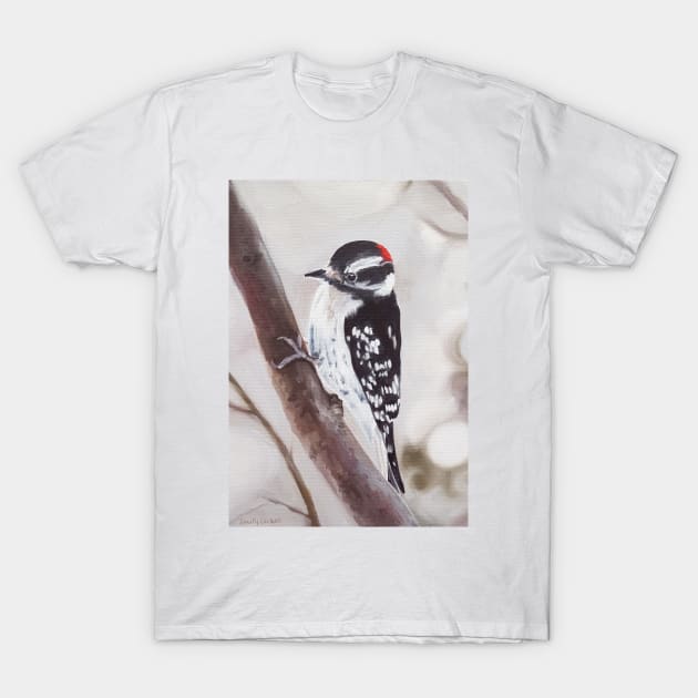Downy Woodpecker painting T-Shirt by EmilyBickell